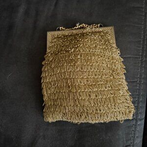 Delill Vintage Gold Evening Bag With Chain Strap & Snap Closure